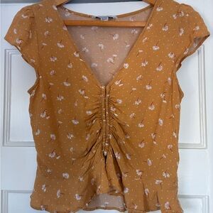 American Eagle Outfitters Mustard Floral Blouse